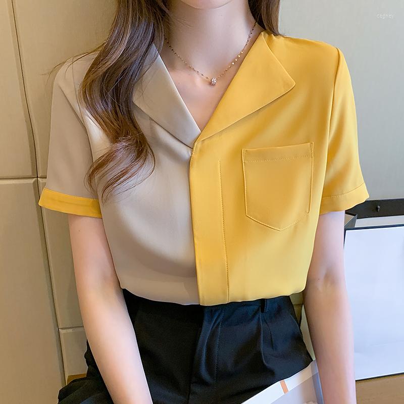 Women' Blouses 2022 Summer Patchwork Blusas Womens Simple Hipster Shirts Female Pocket Short Sleeve Tops Girls Preppy Blusa Office Lady, Yellow
Women' Blouses 2022 Summer Patchwork Blusas Womens Simple Hipster Shirts Female Pocket Short Sleeve Tops Girls Preppy Blusa Office Lady, Yellow