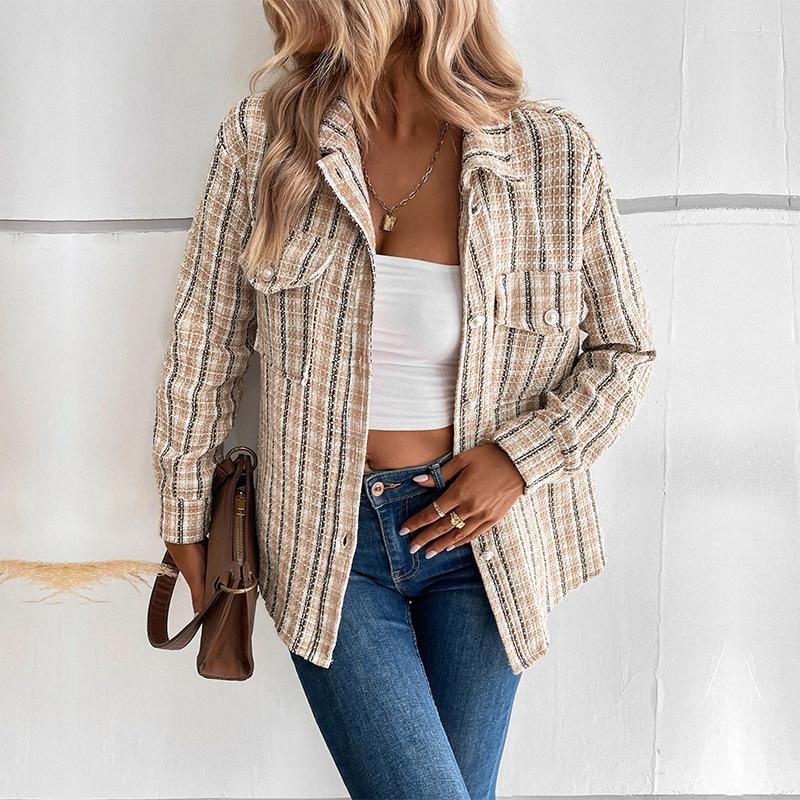 Women' Jackets 2022 Autumn And Winter Fashion Ladies Pocket Design Coat Retro Style Striped Plaid Cardigan For Women, Khaki
Women' Jackets 2022 Autumn And Winter Fashion Ladies Pocket Design Coat Retro Style Striped Plaid Cardigan For Women, Khaki