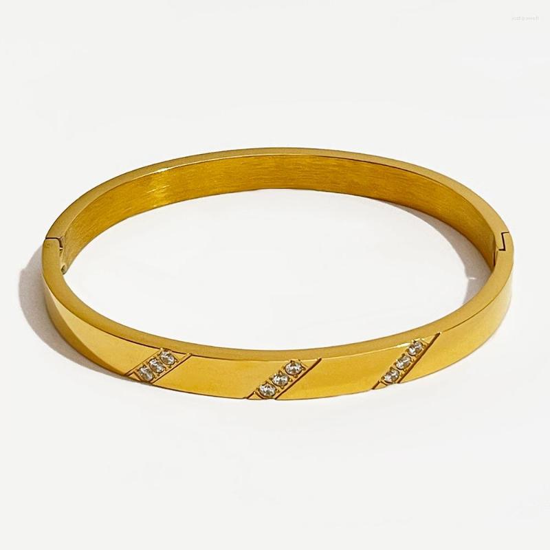 Bangle Peri'sbox Fashion Chic Solid Pvd Gold Plated Pave Cz Zircon Bracelet For Women Minimalist Stackable Jewelry Anti Tarnish
Bangle Peri'sbox Fashion Chic Solid Pvd Gold Plated Pave Cz Zircon Bracelet For Women Minimalist Stackable Jewelry Anti Tarnish