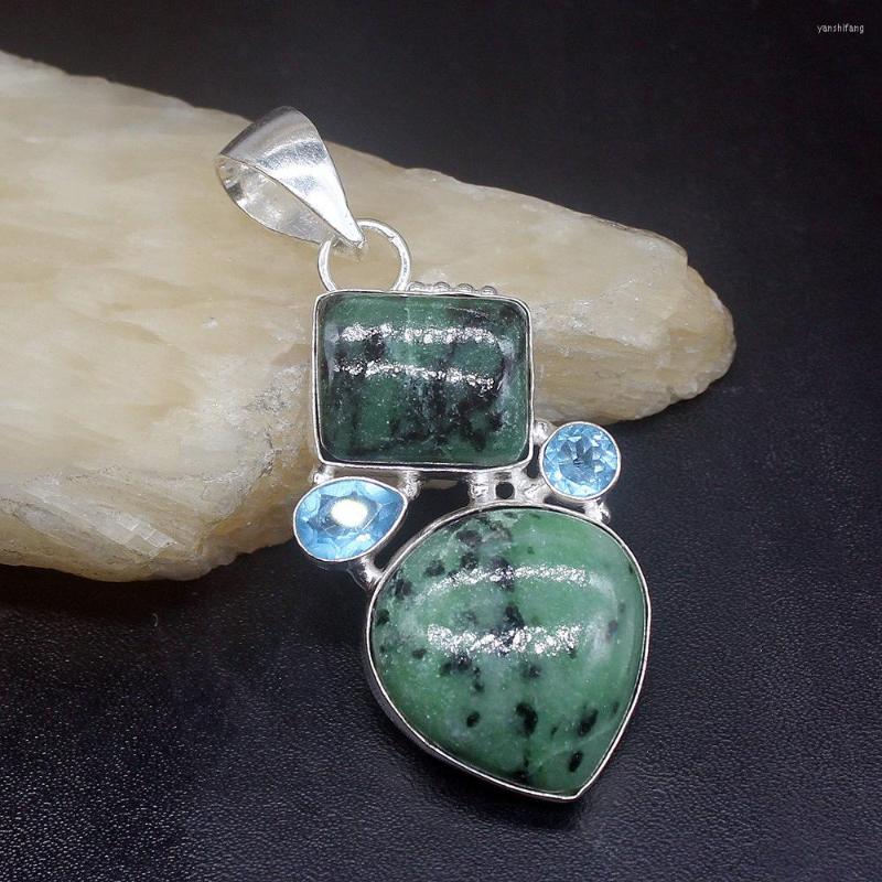 Pendant Necklaces Gemstonefactory Jewelry Big Promotion 925 Silver Natural Green Obsidian Blue Topaz Women Ladies Gifts Necklace 1017
Pendant Necklaces Gemstonefactory Jewelry Big Promotion 925 Silver Natural Green Obsidian Blue Topaz Women Ladies Gifts Necklace 1017