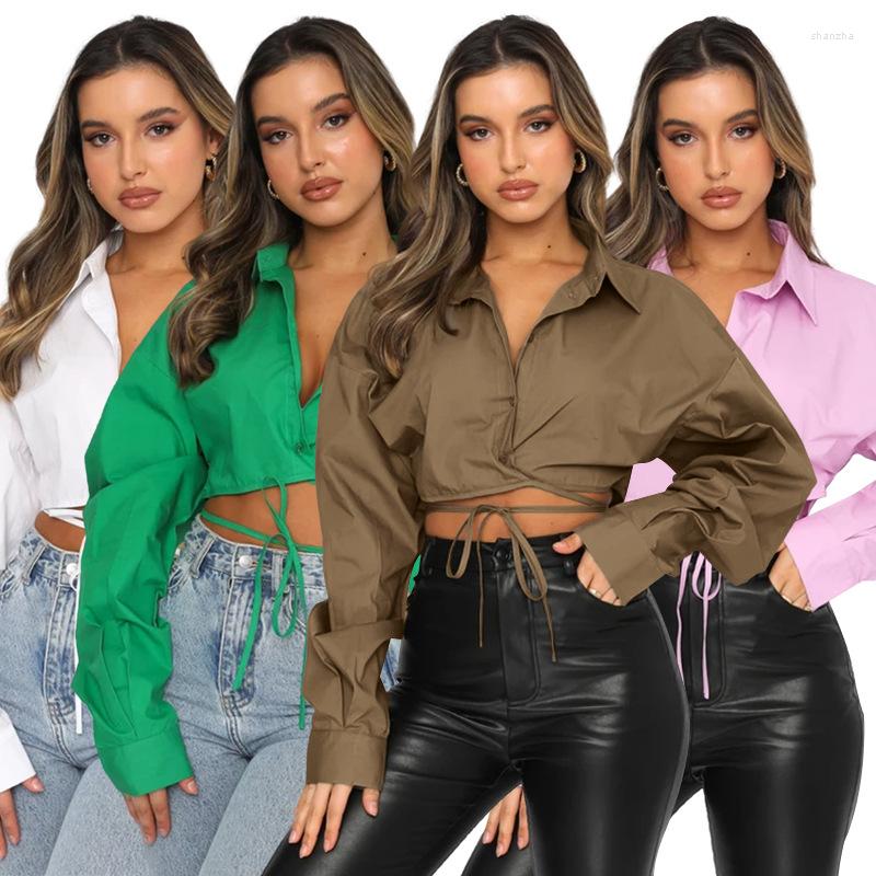 Women' Blouses Echoine Solid Turn Down Collar Long Sleeve Shirt Lace Up Short Crop Top Women Blouse Street Casual Fashion Clothing, Ivory
Women' Blouses Echoine Solid Turn Down Collar Long Sleeve Shirt Lace Up Short Crop Top Women Blouse Street Casual Fashion Clothing, Ivory