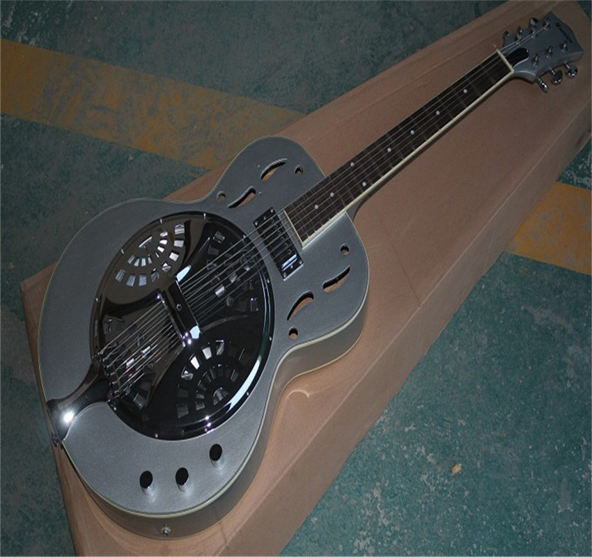 Wholesale High Quality maestro Dobro Resonator Silver grey Electric Guitar In stock
Wholesale High Quality maestro Dobro Resonator Silver grey Electric Guitar In stock