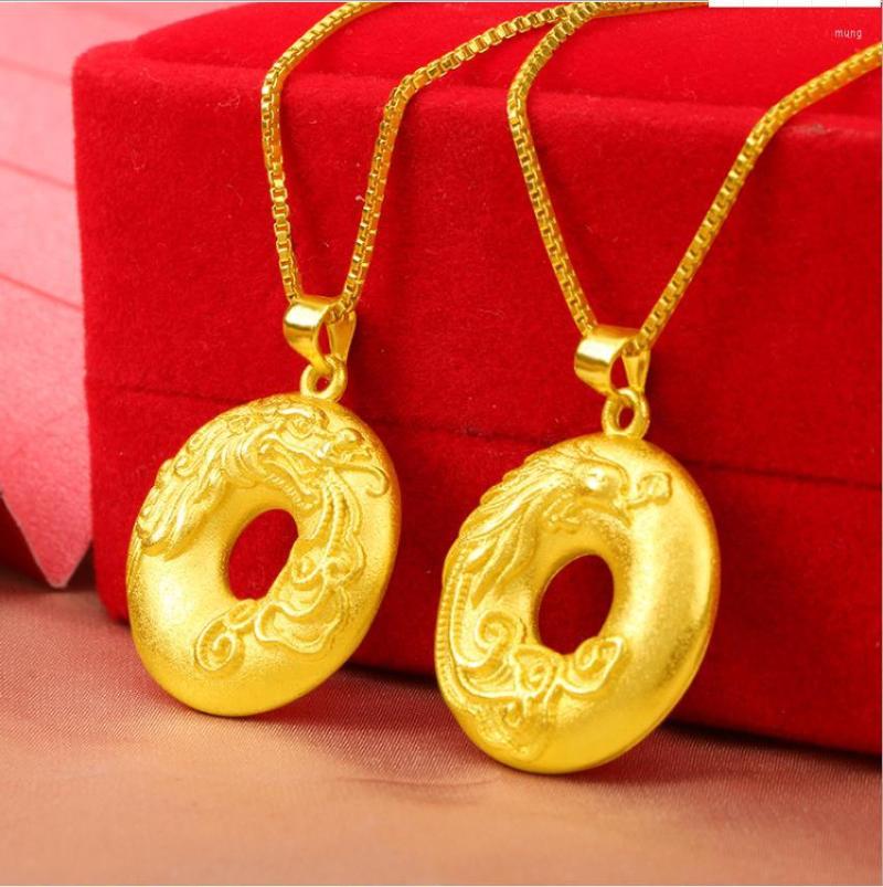 Pendant Necklaces Hi 2pcs Classic Lovers 24K Gold Couples Long Feng Round Necklace For Female Party Jewelry With Box Chain Birthday Gift
Pendant Necklaces Hi 2pcs Classic Lovers 24K Gold Couples Long Feng Round Necklace For Female Party Jewelry With Box Chain Birthday Gift