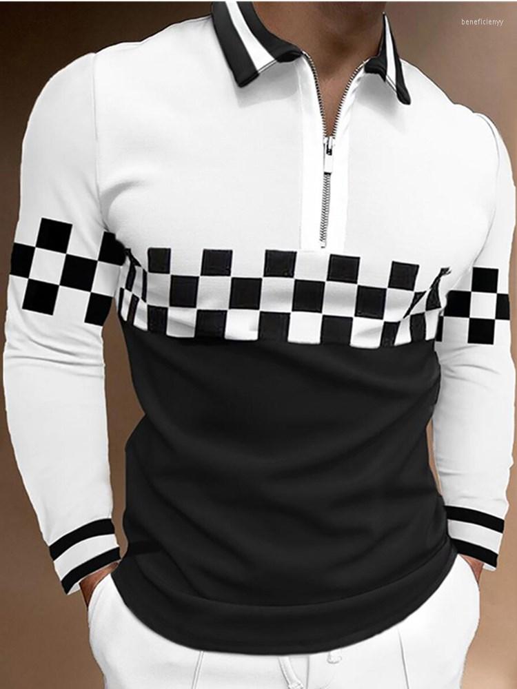 Men' Polos 2022 Men' Casual Fashion Black And White Long Sleeve Polo Shirt Lapel Zippered Design Top Clothing -3XL 
Men' Polos 2022 Men' Casual Fashion Black And White Long Sleeve Polo Shirt Lapel Zippered Design Top Clothing -3XL