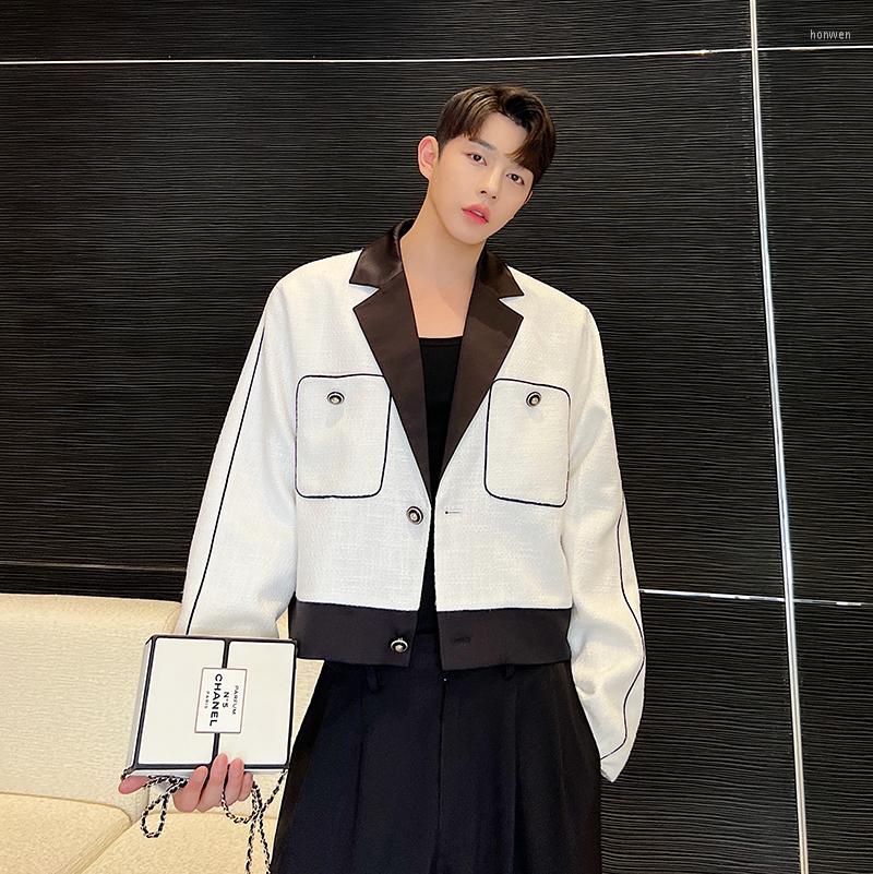 Men's Jackets Men Retro French Fashion Loose Casual Shoulder Pads Short Jacket Maleblack White Splice Korean Streetwear Coat Stage Outerwear, Creamy white w0461
Men's Jackets Men Retro French Fashion Loose Casual Shoulder Pads Short Jacket Maleblack White Splice Korean Streetwear Coat Stage Outerwear, Creamy white w0461