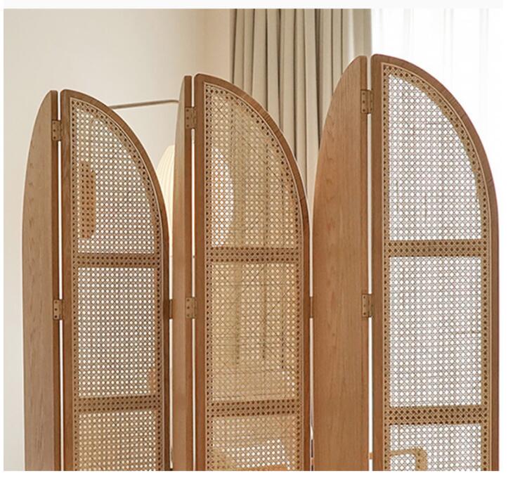 Screens blocks living room solid wood folding screen the rattan woven hollow partition modern simple log foldings seat Dividers