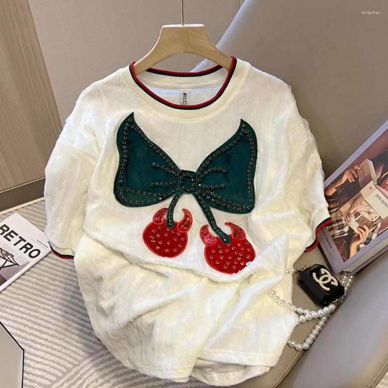 Women's T Shirts 2022 Summer Women Short Sleeve T-shirt O-neck Top Diamond Embroidery Loose Folds Female Tees Mid-long Plus Size L-4XL, Black
Women's T Shirts 2022 Summer Women Short Sleeve T-shirt O-neck Top Diamond Embroidery Loose Folds Female Tees Mid-long Plus Size L-4XL, Black