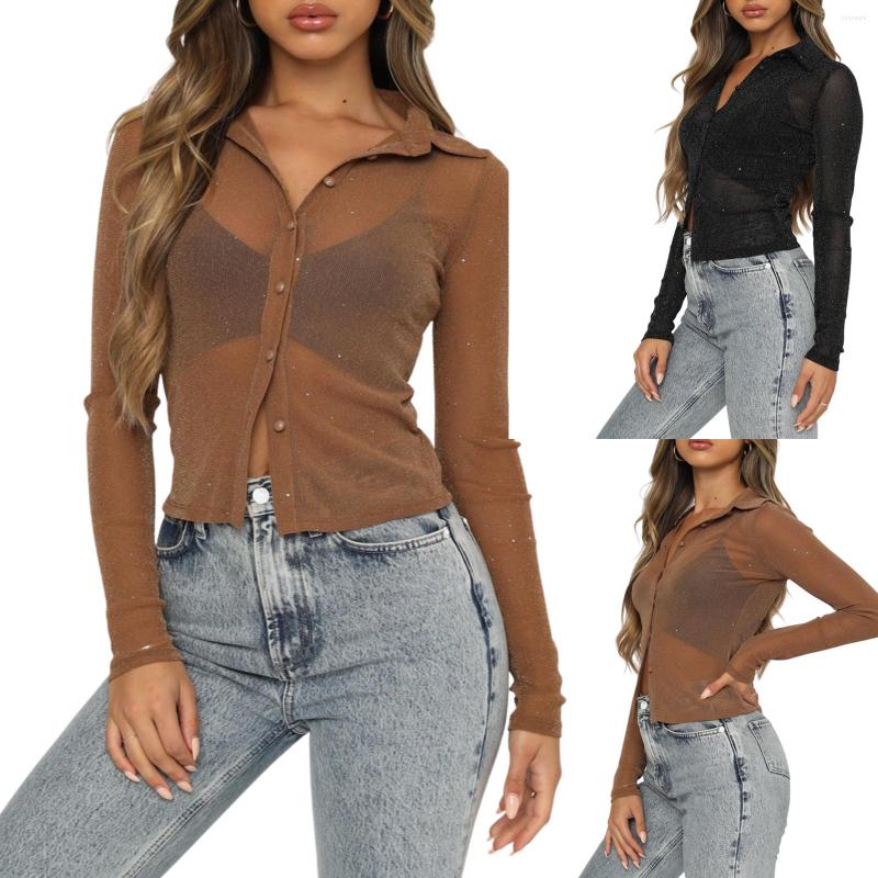Women' Blouses Sexy Autumn Female Shirt Solid Color Turn-Down Collar Long Sleeve Tops See-Through Blouse For Adults Women /M/L/XL, Auburn
Women' Blouses Sexy Autumn Female Shirt Solid Color Turn-Down Collar Long Sleeve Tops See-Through Blouse For Adults Women /M/L/XL, Auburn