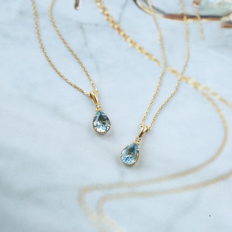 Pendant Necklaces DEAR-LIFE Silver Gold Plated Clavicle Chain Simple Temperament Aquamarine Necklace Exquisite Jewelry Gift
Pendant Necklaces DEAR-LIFE Silver Gold Plated Clavicle Chain Simple Temperament Aquamarine Necklace Exquisite Jewelry Gift