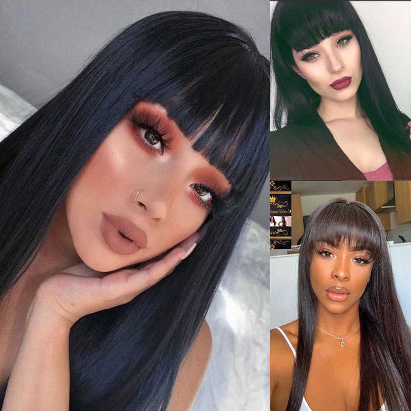 Hair Lace Wigs Wig Female Long Straight with Bangs Soft Hair Chemical Fiber Headset, Black
Hair Lace Wigs Wig Female Long Straight with Bangs Soft Hair Chemical Fiber Headset, Black