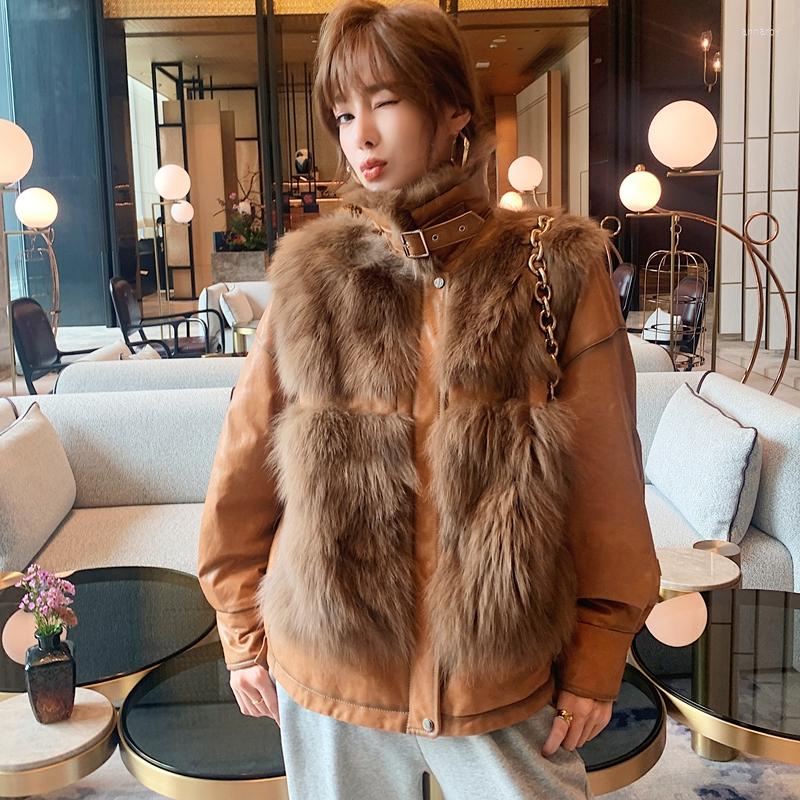 Women' Leather Autumn And Winter Real Fur Stitching Sheepskin Jacket Womens Short Coat Fashion Lady' Genuine Coats, Khaki
Women' Leather Autumn And Winter Real Fur Stitching Sheepskin Jacket Womens Short Coat Fashion Lady' Genuine Coats, Khaki