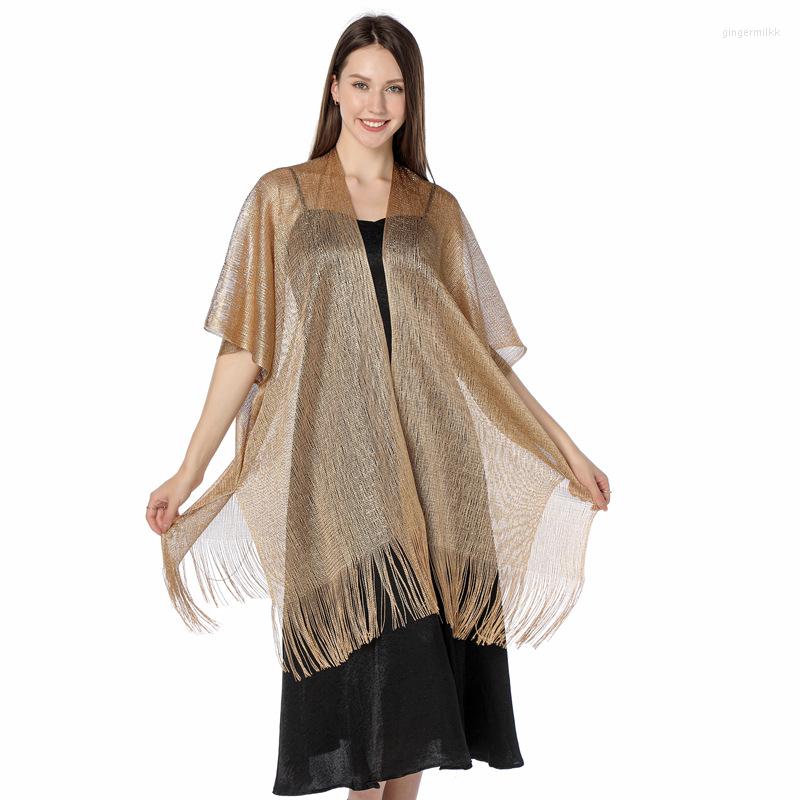 Scarves Dress Wraps Gold Thread Polyester Scarf Capes Shawl Front Open Long Tassel Party Wear
Scarves Dress Wraps Gold Thread Polyester Scarf Capes Shawl Front Open Long Tassel Party Wear