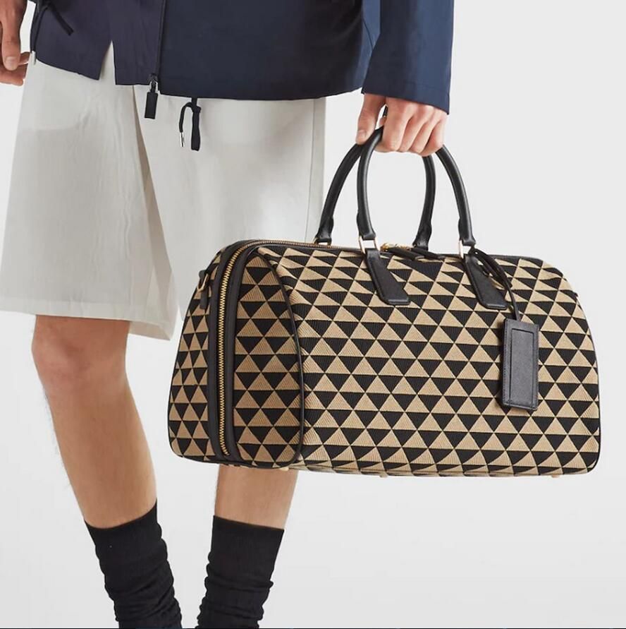 Symbole Embroidered Jacquard Fabric Travel Bags Designer Enameled Metal Triangle Logo Tote Zipper Closure Metal Feet Luggage Pouch Women Men Shoulder Bag, 1#
Symbole Embroidered Jacquard Fabric Travel Bags Designer Enameled Metal Triangle Logo Tote Zipper Closure Metal Feet Luggage Pouch Women Men Shoulder Bag, 1#