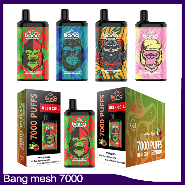 Bang 7000 puffs mesh coil Disposable Vape Pod E cigarette devices 10 flavors rechargeable Battery 650mAh 10ml Prefilled
Bang 7000 puffs mesh coil Disposable Vape Pod E cigarette devices 10 flavors rechargeable Battery 650mAh 10ml Prefilled