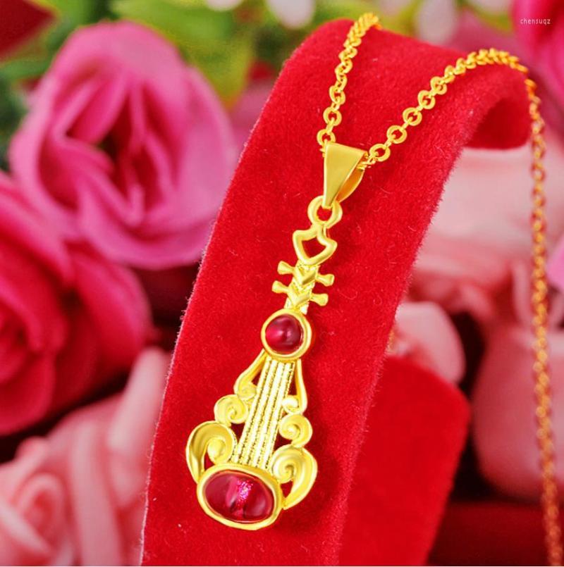 Pendant Necklaces Hi Girl Long Not Fade 24K Gold Court Style Pipa Necklace For Wedding Jewelry With Chain Choker Birthday Gift
Pendant Necklaces Hi Girl Long Not Fade 24K Gold Court Style Pipa Necklace For Wedding Jewelry With Chain Choker Birthday Gift