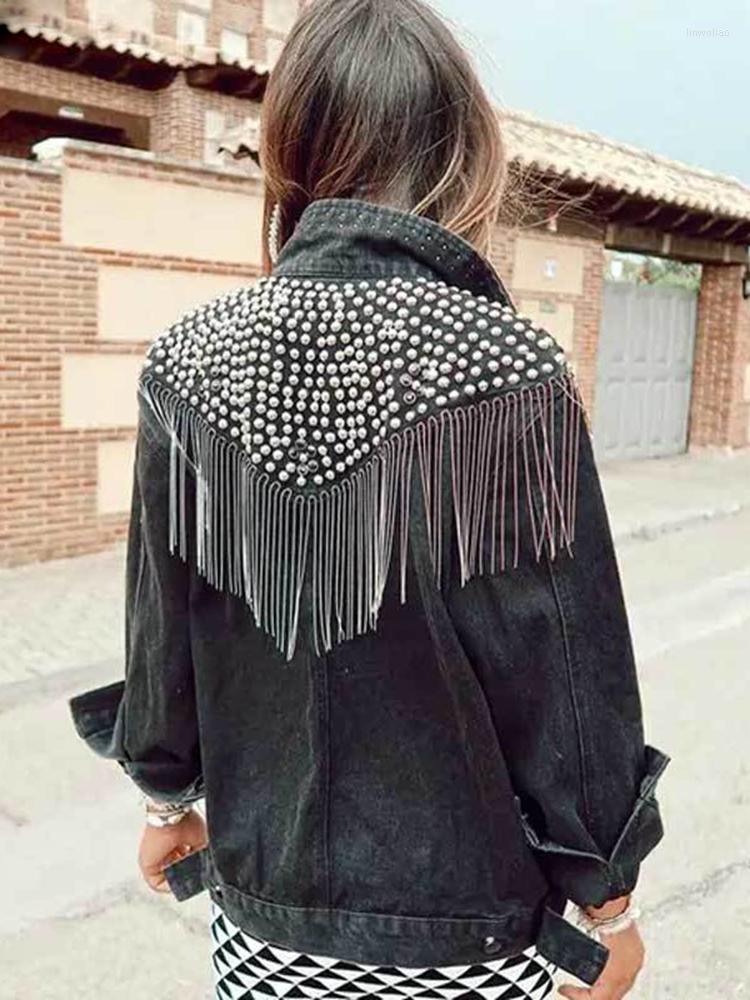 Women's Jackets Rivet Tassel Fashion Denim Jacket For Women 2022 Bohemian Vintage Studded Fringe Trim Black Jean Coats Long Sleeve Outerwear
Women's Jackets Rivet Tassel Fashion Denim Jacket For Women 2022 Bohemian Vintage Studded Fringe Trim Black Jean Coats Long Sleeve Outerwear
