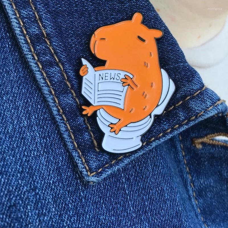 Brooches Harong Funny Capybara Enamel Pin Cute Animal Reading A Spaper And Going To The Toilet Brooch
Brooches Harong Funny Capybara Enamel Pin Cute Animal Reading A Spaper And Going To The Toilet Brooch
