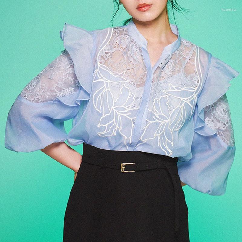 Women's Blouses Sweet Chic Ruffles Mesh Patchwork Blusas Mujer Floral Embroidery Design Women Summer Elegant Temperament Shirts Tops, Blue
Women's Blouses Sweet Chic Ruffles Mesh Patchwork Blusas Mujer Floral Embroidery Design Women Summer Elegant Temperament Shirts Tops, Blue
