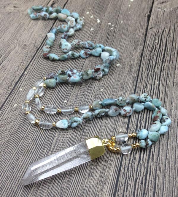 Pendant Necklaces YA3079 Rough Quartz Larimar Nuggets Stone Beads Knot Handmade Necklace
Pendant Necklaces YA3079 Rough Quartz Larimar Nuggets Stone Beads Knot Handmade Necklace