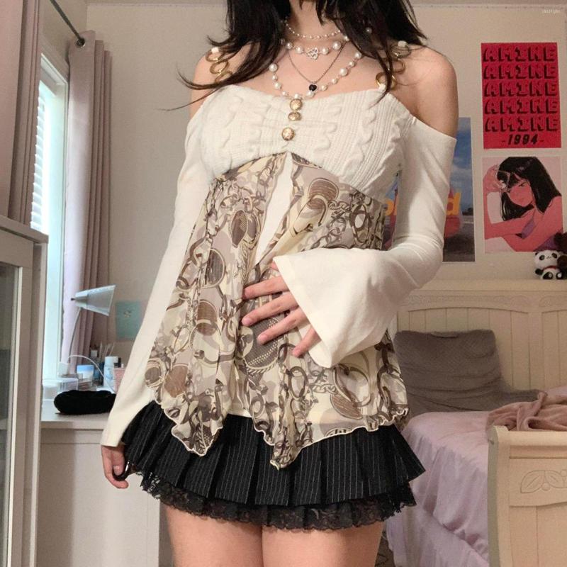 Women' T Shirts Women Y2k Fairy Grunge Long Sleeve Shirt Vintage Patchwork Tee 90s Aesthetic Off Shoulder Crop Top Streetwear, As the photos how
Women' T Shirts Women Y2k Fairy Grunge Long Sleeve Shirt Vintage Patchwork Tee 90s Aesthetic Off Shoulder Crop Top Streetwear, As the photos how