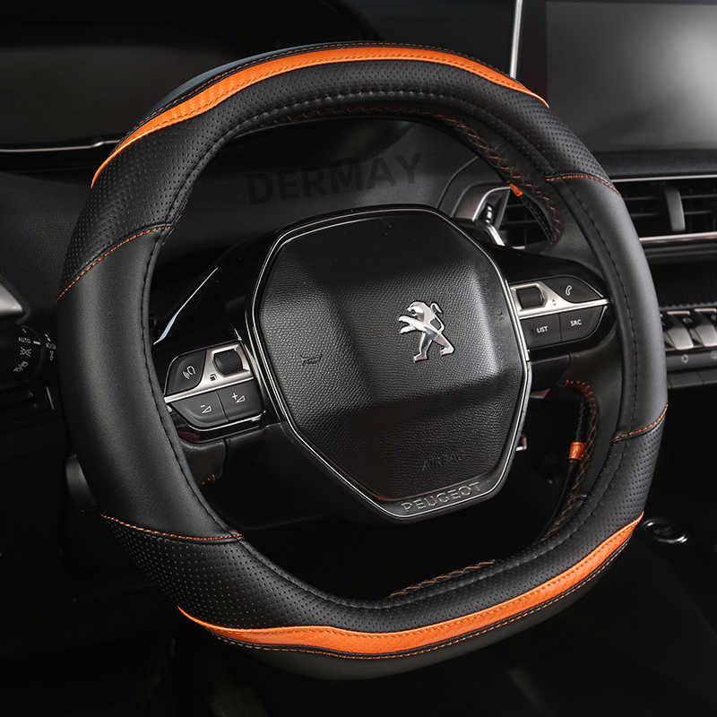 Steering Wheel Covers for Peugeot 3008 4008 5008 Car Steering Wheel Cover Carbon Fibre PU Leather Auto Accessories interior Coche T221108