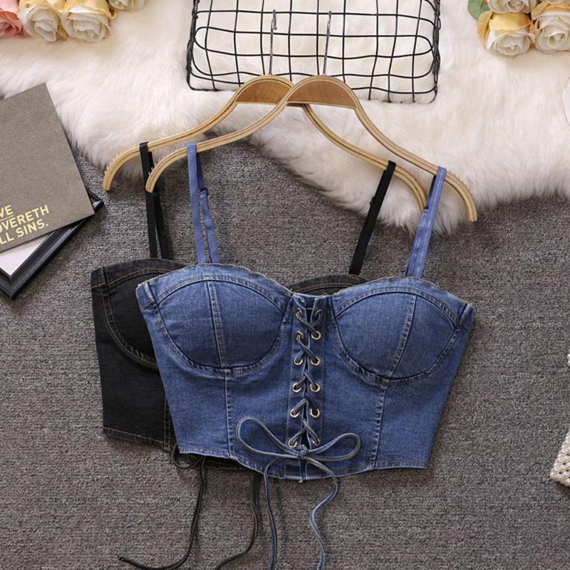Women's Tanks Denim Corset Top Lace Up Cut Out Removable Straps Pads Underwire Jeans Bustier Women Casual Party Outfits Sexy Cami, Black
Women's Tanks Denim Corset Top Lace Up Cut Out Removable Straps Pads Underwire Jeans Bustier Women Casual Party Outfits Sexy Cami, Black