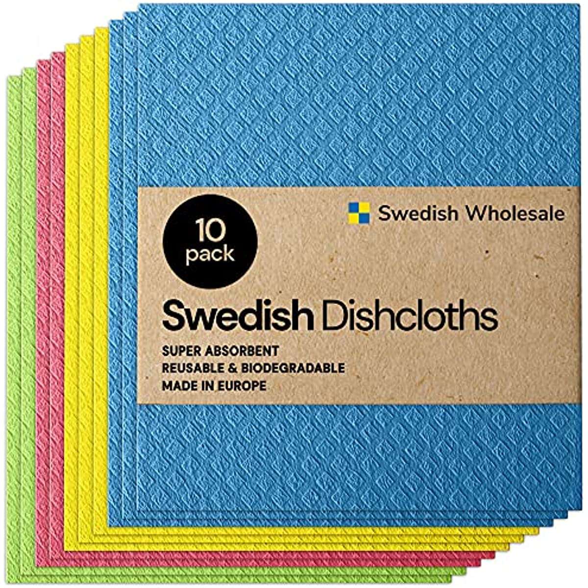 Dish Cloths - 10 Pack Reusable Absorbent Hand Towels for Kitchen Counters Washing Dishes Cellulose Sponge Cloth
Dish Cloths - 10 Pack Reusable Absorbent Hand Towels for Kitchen Counters Washing Dishes Cellulose Sponge Cloth