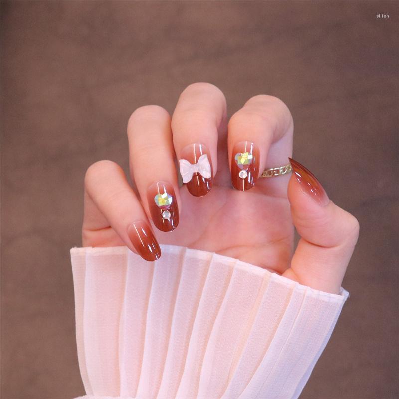 False Nails 24pcs Gradient Bow Wear Short Paragraph Fashion Manicure Patch Save Time Wearable Nail Fake, Sxy-78 
False Nails 24pcs Gradient Bow Wear Short Paragraph Fashion Manicure Patch Save Time Wearable Nail Fake, Sxy-78