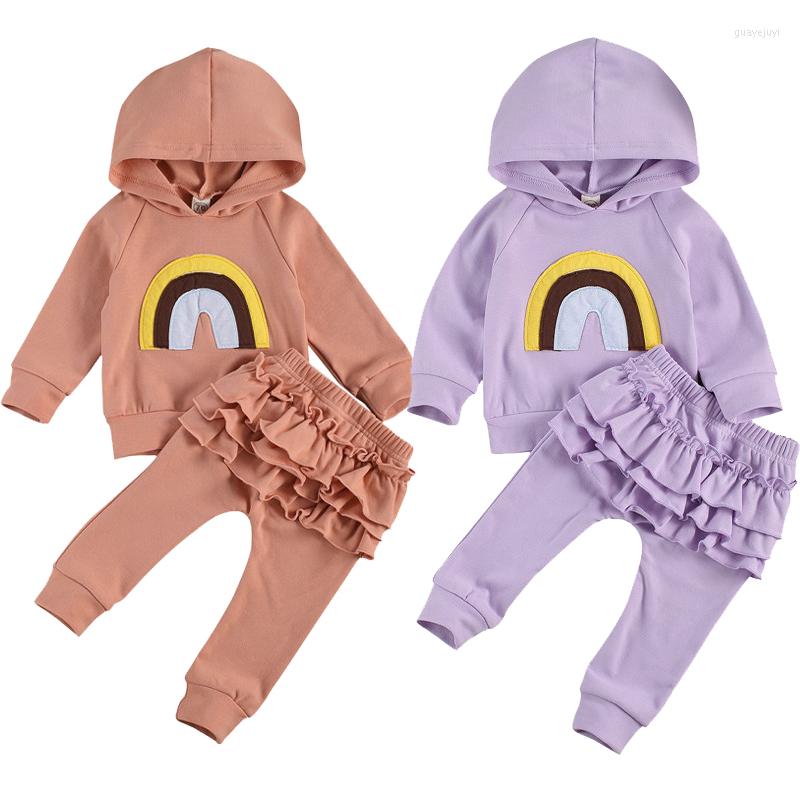 Clothing Sets 0-3Y Autumn Baby Girls Clothes Rainbow Print Long Sleeve Hooded Pullover Tops Ruffles Pants 2pcs
Clothing Sets 0-3Y Autumn Baby Girls Clothes Rainbow Print Long Sleeve Hooded Pullover Tops Ruffles Pants 2pcs