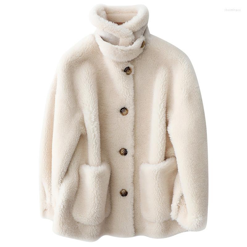 Women' Fur One-Piece Lamb Wool Jacket Women Short Overcoat Winter Grain Sheep Shearing Coat Female Outwear Loose Thick Warm Parka, White
Women' Fur One-Piece Lamb Wool Jacket Women Short Overcoat Winter Grain Sheep Shearing Coat Female Outwear Loose Thick Warm Parka, White