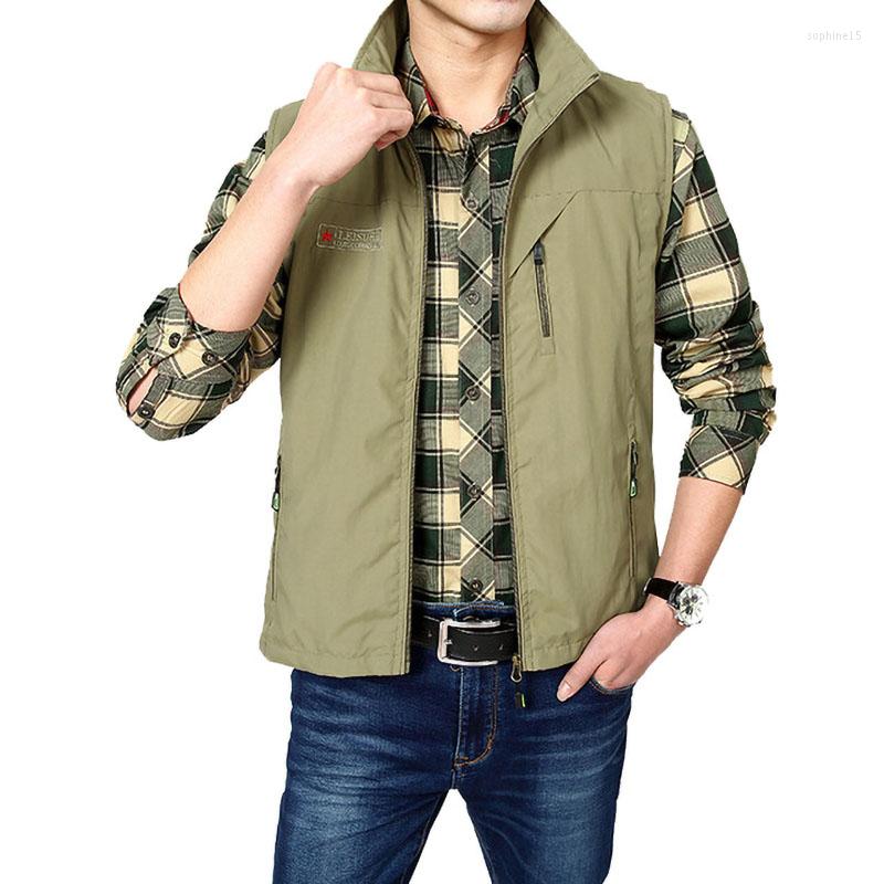 Men's Vests Men Summer Mesh Vest Thin Breathable Multi Pocket Classic Waistcoat Coat Male Pographer Sleeveless Jacket Colete Masculino, Navy blue vest
Men's Vests Men Summer Mesh Vest Thin Breathable Multi Pocket Classic Waistcoat Coat Male Pographer Sleeveless Jacket Colete Masculino, Navy blue vest