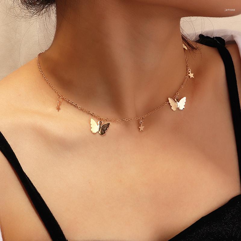 Choker Bohemian Butterfly Gold Necklace Star Elegant Fashion Jewelry For Women Girls