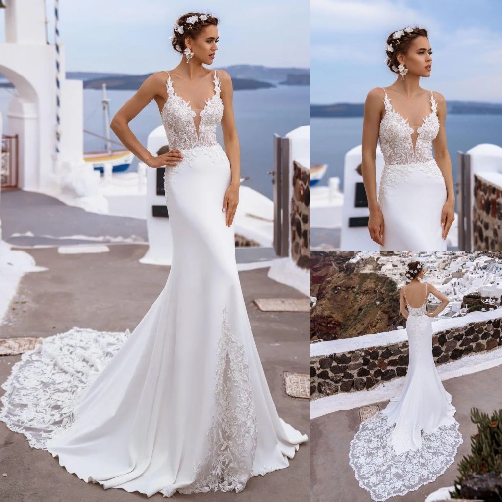 Stunning Mermaid Lace Wedding Dresses Backless Bridal Gowns Sheer Plunging Neckline Appliqued Sweep Train Vestido De Novia, Same as image
Stunning Mermaid Lace Wedding Dresses Backless Bridal Gowns Sheer Plunging Neckline Appliqued Sweep Train Vestido De Novia, Same as image