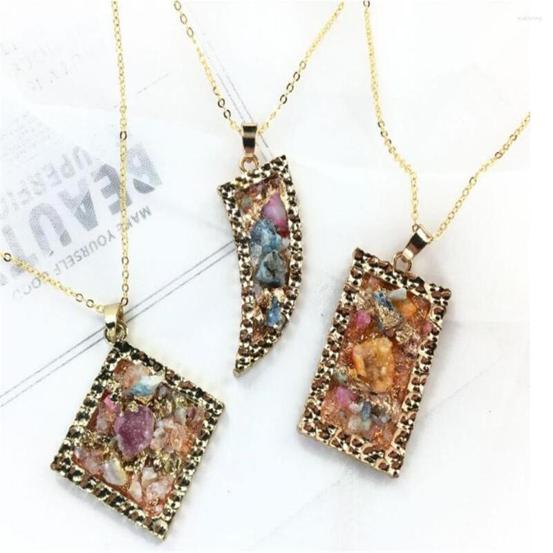 Pendant Necklaces 6pcs/lot Natural Crystal Stone Multi-color Tooth Triangles Shape Necklace Jewelry
Pendant Necklaces 6pcs/lot Natural Crystal Stone Multi-color Tooth Triangles Shape Necklace Jewelry