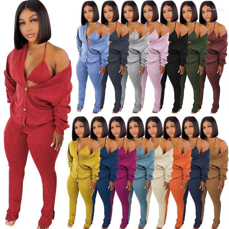 Women' Two Piece Pants Woman 3 Three Set Women Outfits Halter Bra Top Single Breasted Long Sleeve Cardigan Bodycon Split Hem Trouser, Beige
Women' Two Piece Pants Woman 3 Three Set Women Outfits Halter Bra Top Single Breasted Long Sleeve Cardigan Bodycon Split Hem Trouser, Beige