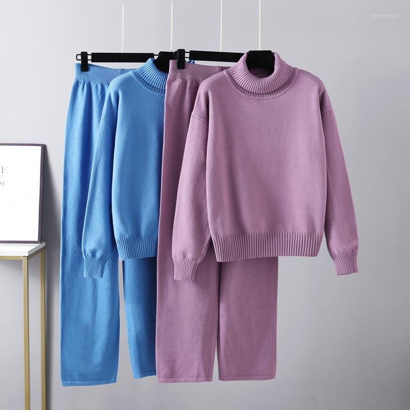 Women's Two Piece Pants Fashion High Collar Suit Autumn/Winter 2022 Solid Color Knitted Top Casual Two-piece Set Womens, Purple 
Women's Two Piece Pants Fashion High Collar Suit Autumn/Winter 2022 Solid Color Knitted Top Casual Two-piece Set Womens, Purple