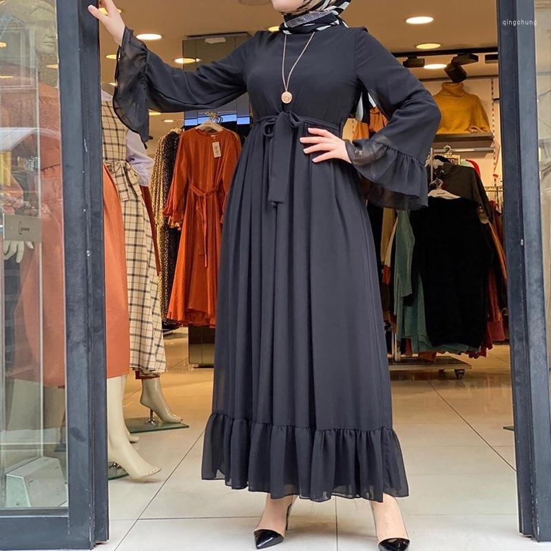 Casual Dresses Women Long Muslim Dress Elegant Dubai Abaya 2022 Fashion Simple Flare Sleeve Ruffles Chiffon Turkey Islam Robe Black
Casual Dresses Women Long Muslim Dress Elegant Dubai Abaya 2022 Fashion Simple Flare Sleeve Ruffles Chiffon Turkey Islam Robe Black