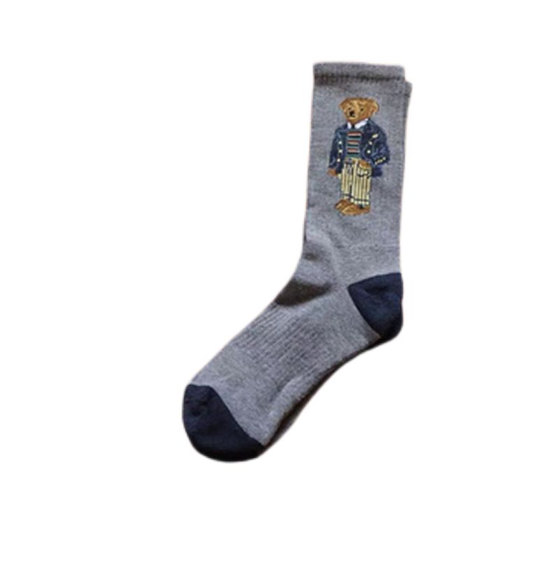 sock Men's Socks autumn and 2022 winter bear printing vintage style denim sports stockings