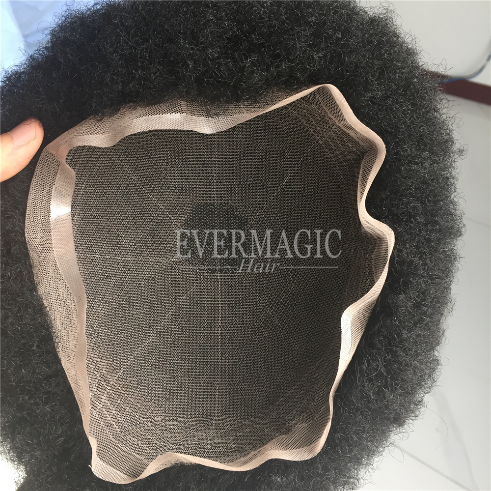 6mm Afro Kinky Mens Wigs Replacement Toupee For Hair Loss Black Men