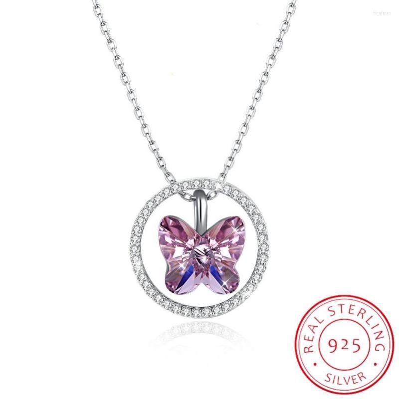 Chains Crystals Necklace Pendants S925 Sterling Silver Jewelry Purple Butterfly Austrian Rhinestone Pendant For Women
Chains Crystals Necklace Pendants S925 Sterling Silver Jewelry Purple Butterfly Austrian Rhinestone Pendant For Women