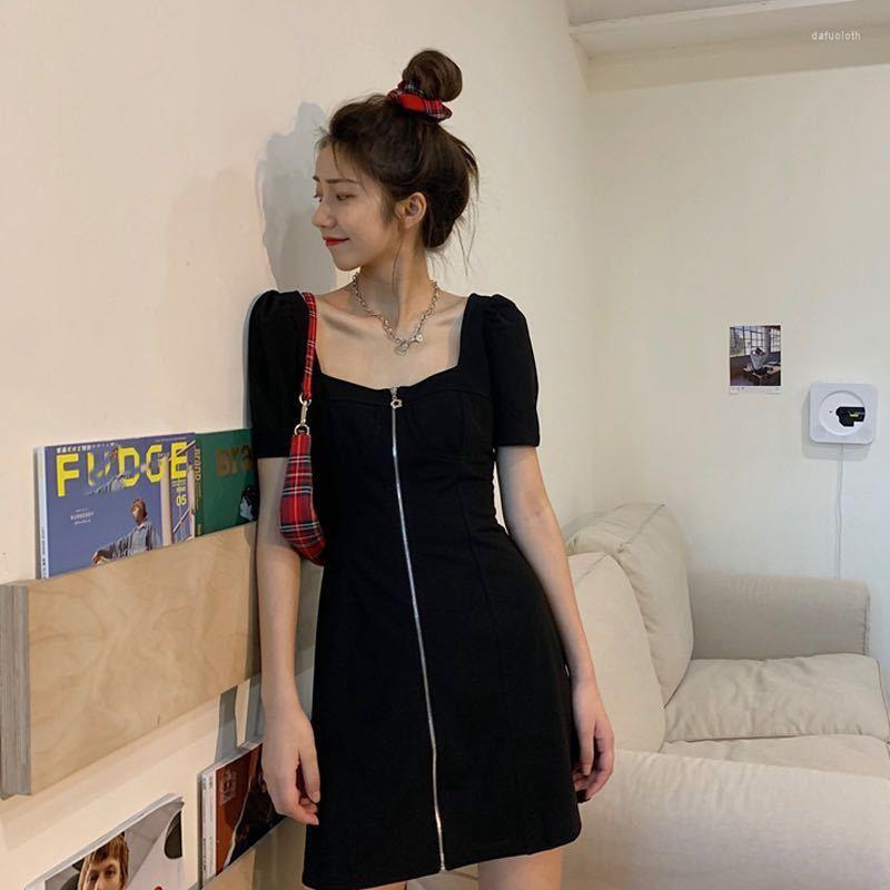 Casual Dresses Women Dress Summer Square Collar Zipper Short Sleeve Vestido De Mujer Femme Robe, Black
Casual Dresses Women Dress Summer Square Collar Zipper Short Sleeve Vestido De Mujer Femme Robe, Black