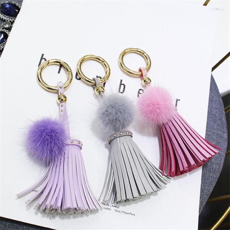 Keychains Real Ball Pompom Keychain With Leather Tassel Bag Pendant Car Keyring Accessories For Women
Keychains Real Ball Pompom Keychain With Leather Tassel Bag Pendant Car Keyring Accessories For Women