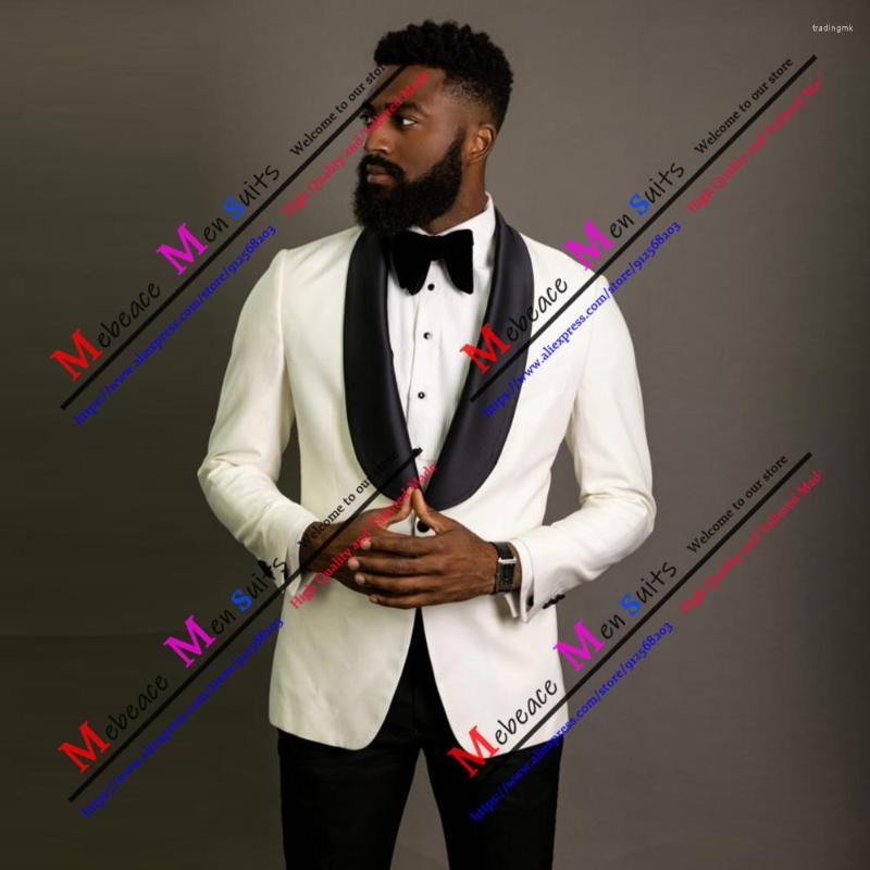Men's Suits Casual Business Man 2 Piece Ivory Blazer Black Pants Slim Fit Mens Suit Shawl Lapel Groom Wedding Tuxedo Fatos De Homem
Men's Suits Casual Business Man 2 Piece Ivory Blazer Black Pants Slim Fit Mens Suit Shawl Lapel Groom Wedding Tuxedo Fatos De Homem