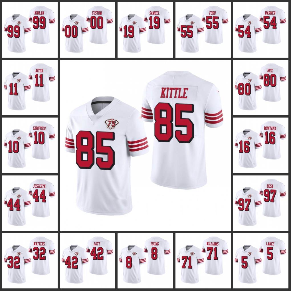 Jerseys San Francisco''49ers''Men #97 Nick Bosa 85 George Kittle 5 Trey Lance Women Youth Custom White Throwback Limited 75th Anniversary Jersey Custom
Jerseys San Francisco''49ers''Men #97 Nick Bosa 85 George Kittle 5 Trey Lance Women Youth Custom White Throwback Limited 75th Anniversary Jersey Custom