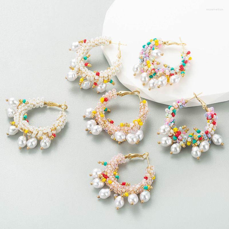 Hoop Earrings Elegant Pearl Beaded Earring Fashion Bohemia Colorful Beads Big Trendy Women Hoops Luxury Ethnic Jewelry
Hoop Earrings Elegant Pearl Beaded Earring Fashion Bohemia Colorful Beads Big Trendy Women Hoops Luxury Ethnic Jewelry