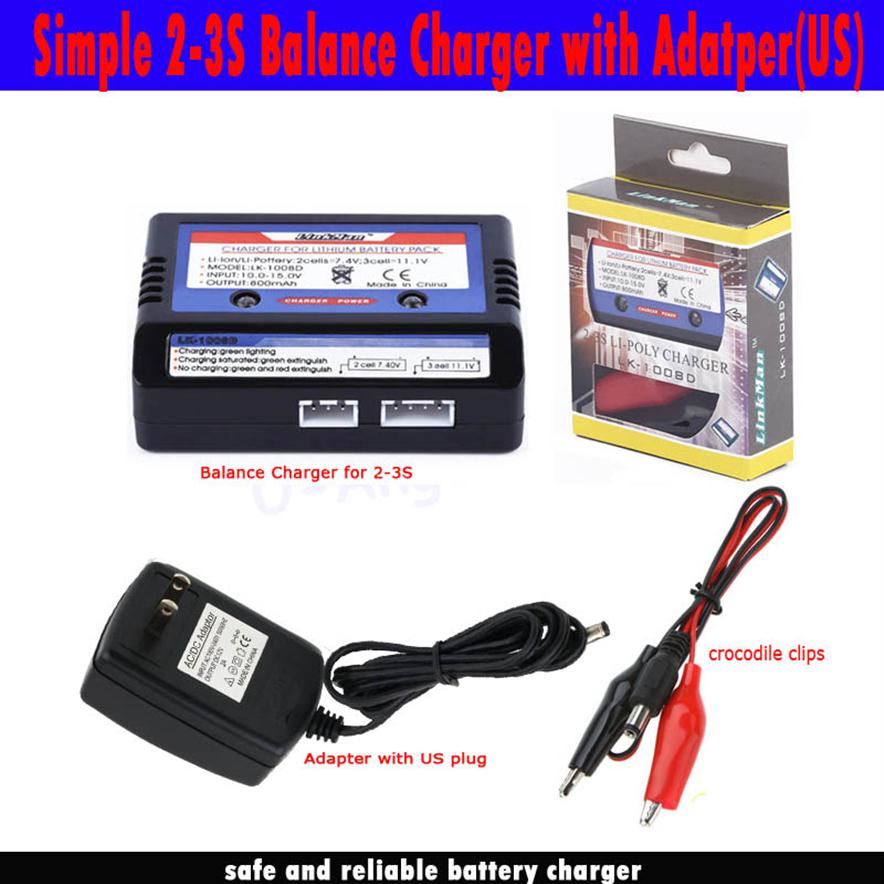 Liion LiPottery RC Battery 7 4v 11 1v Balance Charger LiPo 2s 3s Battery Simple 23s Balance Charger Charging Adapter US plug186