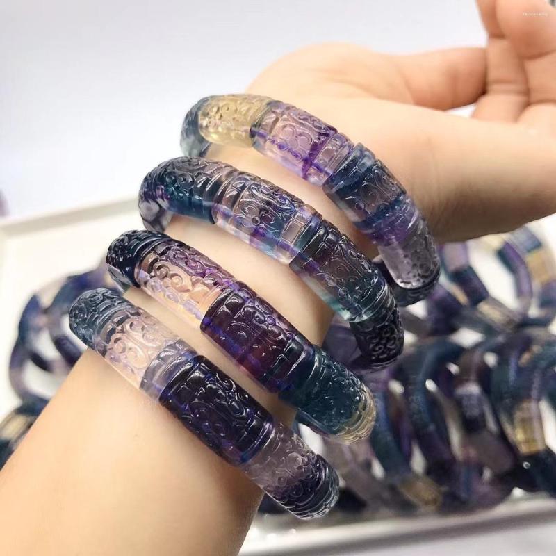 Strand Natural Colorful Fluorite Crystal Carved Meander Pattern Single Circle Bracelet Hand String Lucky Wealthy Jewelry
Strand Natural Colorful Fluorite Crystal Carved Meander Pattern Single Circle Bracelet Hand String Lucky Wealthy Jewelry