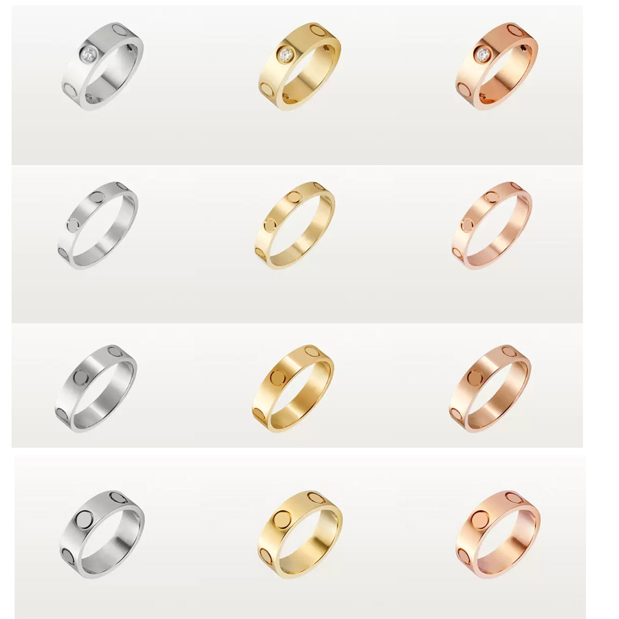 New fashion Stainless Steel 18k Gold Love Ring With Crystal For Woman Jewelry Rings Men Wedding Promise Rings Female Women Gift Engagement