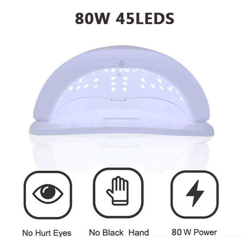 Nxy Lamp for Manicure 80/54w Uv Led Drying Nails Dryer Machine Gel Polish Auto Sensing Tools Lcd Display 220624