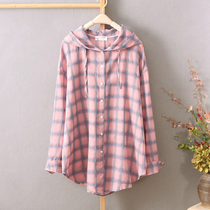 Women's Jackets Summer Casual Thin Coat Plaid Hoodie Long-sleeved Women Sun Protection Top Outerwear 221109